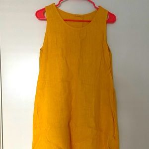 French yellow linen dress